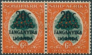 Kenya Uganda and Tanganyika 1941 SG153 20c ovpt on 6d green and vermillion SA pa