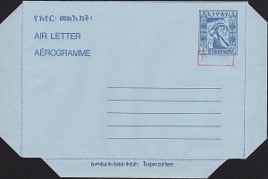 ETHIOPIA 10c air letter / aerogramme unused revalued 50c...................B1250