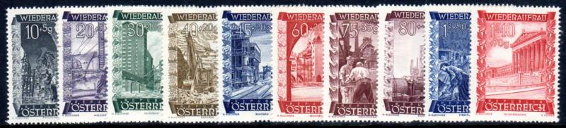 Austria VF MNH Cpl. Set #B225-B234 SCV $2.70