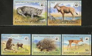 LESOTHO Sc#351-355 1982 WWF Wild Animals Complete Set OG Mint LH