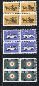 Finland Sc B182-84 1967 Red Cross stamp set blocks of 4 mint NH