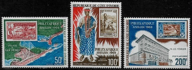 Ivory Coast #C38-40 MNH Set - PHILEXAFRIQUE Expo