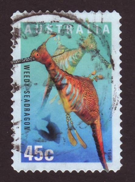 Australia 1998 Sc#1709, SG#1829 45c Weedy Sea Dragon USED.