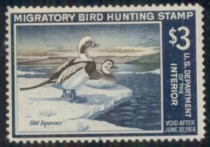 US #RW34, $3.00 Old Squaw Ducks, og, NH, VF, Scott $100.00