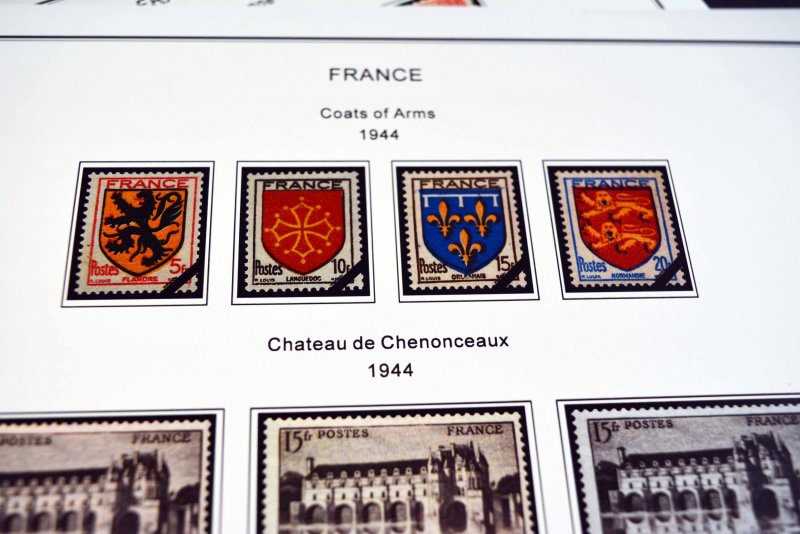 COLOR PRINTED FRANCE 1941-1965 STAMP ALBUM PAGES (55 illustrated pages)