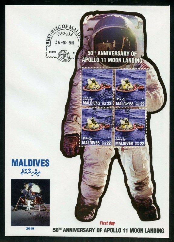 MALDIVES 2019 50th ANNIVERSARY  OF APOLLO 11 MOON  LANDING  SHEET IV  FDC