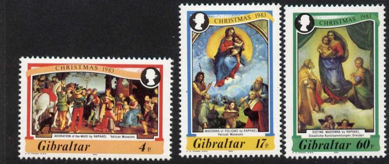 Gibraltar 456-8 MNH Christmas, Raphael Paintings, Madonna of Foligno