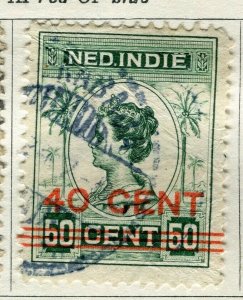 NETHERLANDS; INDIES  1917 early Wilhelmina surcharged issue fine used 40c.