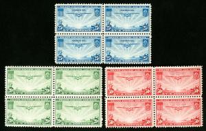 US Stamps # C20-22 XF OG NH Blocks of 4 Catalog Value $92.00+