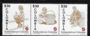 Colombia 1982 Solidaridad Children Boy & Girl Strip MNH C14