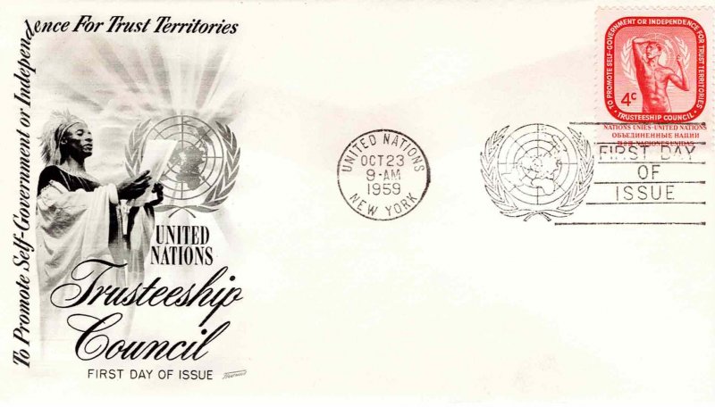 United Nations 1959 FDC Sc 73 Trusteeship Council UN New York Fleetwood Cachet