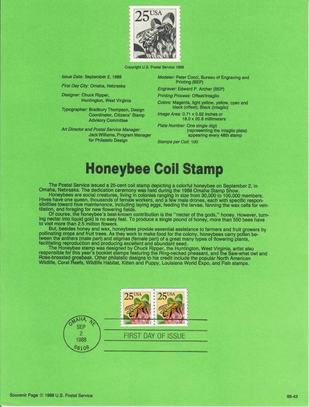 US SP789 Honeybee Souvenir Page #2281