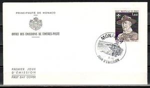 Monaco, Scott cat. 1341. Scout Baden Powell issue. First day cover. ^