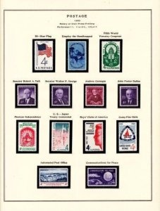 U S 1960-62 Commemorative MNH Year Sets Scott Specialized Pages - 69 stamps