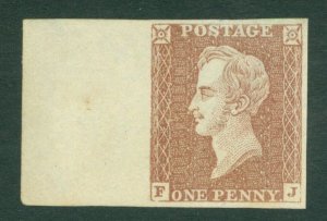 SG DP71(2) 1d brown 1850 Prince Consort essay. A fine fresh sheet marginal... 