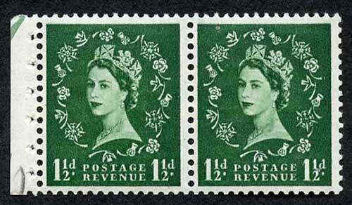 SB61e Arrow 1 1/2d Tudor Crown Booklet Pane 2 U/M