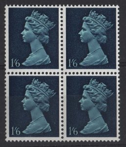 GB 1967 Machin 1/6d GA Prussian blue missing phos unmounted mint block of 4 ca