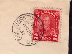 Canada # 165 used  cover with VF Yorkton & Sa RPO #WT994.027