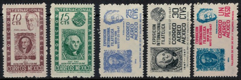 Mexico #826-7, C167-9*  CV $4.60  Stamp-on-stamp sets complete