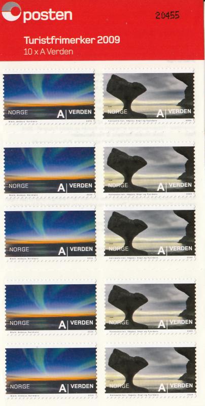 Norway 2009 Scott #1578a Booklet of 5 each Aurora Borealis, Pot Rock at Vagsoy