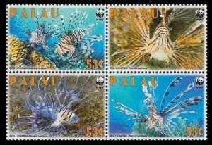 Palau WWF Red Lionfish 'Pterois voltans' block of 4 2009 MNH SC#992