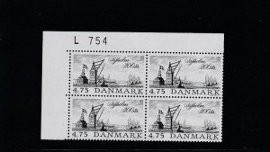 Denmark  Scott#  913  MNH Plate Block of 4  (1990 Nyholm , 300th Anniversary)