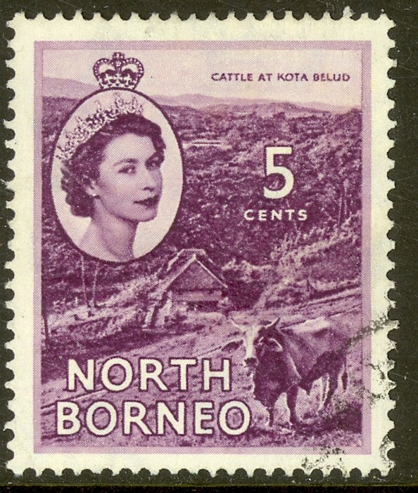 NORTH BORNEO 1954-57 QE2 5c CATTLE Pictorial Sc 265 VFU