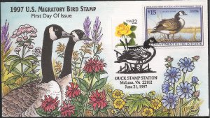 Fred Collins Hand Painted FDC for the 1997 Federal Duck Stamp