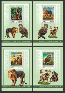 Guinea - 2019 Endangered Species - Set of 4 Souvenir Sheets GU190107b