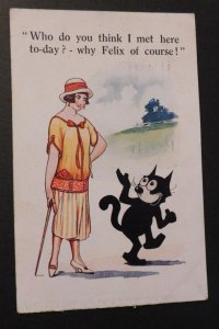 1924 Postcard Cover Margate to South Hensington London Felix the Cat Woman Met
