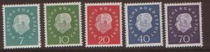 GERMANY 1958 Heuss set of 5 SG1219/23 never hinged mint