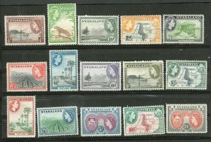 Nyasaland # 97-111 Elizabeth II, complete  (15) Unused VLH