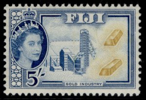 FIJI QEII SG293, 5s ochre & blue, NH MINT. 