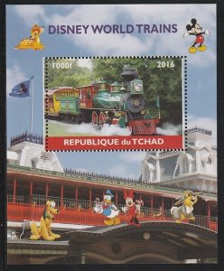 CHAD - 2016-Disneyland Trains #2-Perf Souv Sheet-Mint Never Hinged-Private Issue