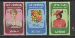 KIRIBATI #404-406 1982 PRINCESS DIANA 21ST BIRTHDAY MINT VF NH O.G