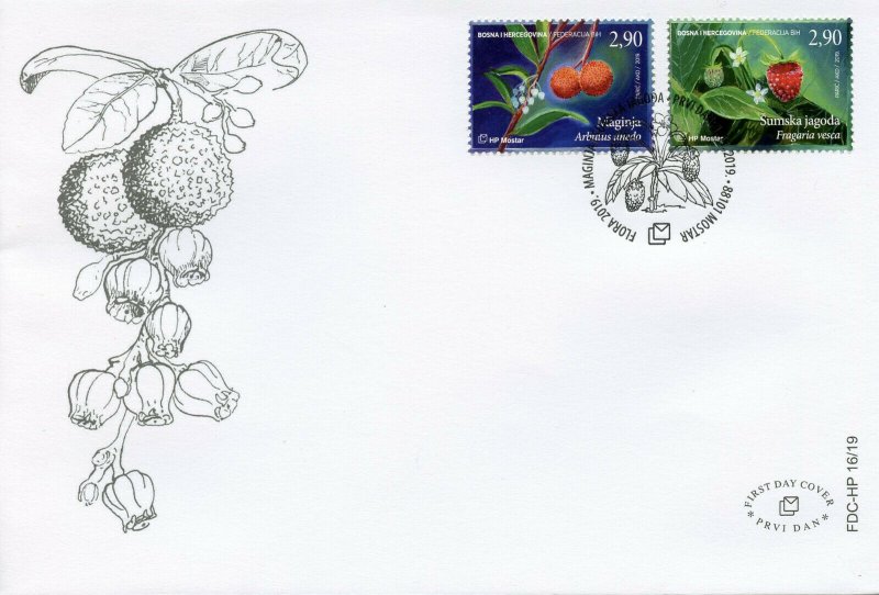 Bosnia & Herzegovina Fruits Stamps 2019 FDC Strawberries Trees Flowers 2v Set