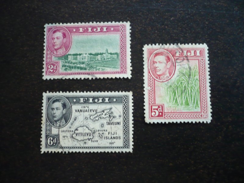 Stamps - Fiji - Scott# 121,124,135 - Used Part Set of 3 Stamps