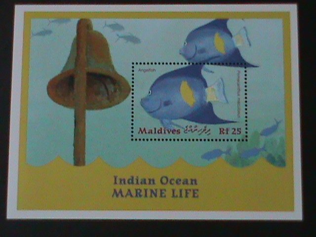 MALDIVES-INDIAN OCEAN MARINE LIFE-ANGELFISH MNH S/S VF- WE SHIP TO WORLDWIDE