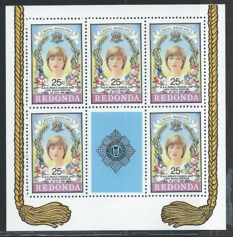 ANTIGUA REDONDA MICHEL #72A MINI SH/5 VF MNH 1981