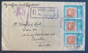 1953 Port Louis Mauritius Registered Cover To Vienna Austria