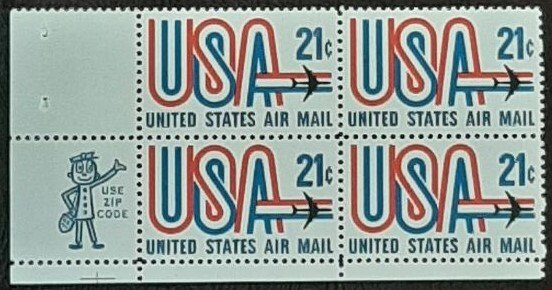 US Scott # C81; 21c Airmail from  1971; MNH, og; blk of 4; VF centering