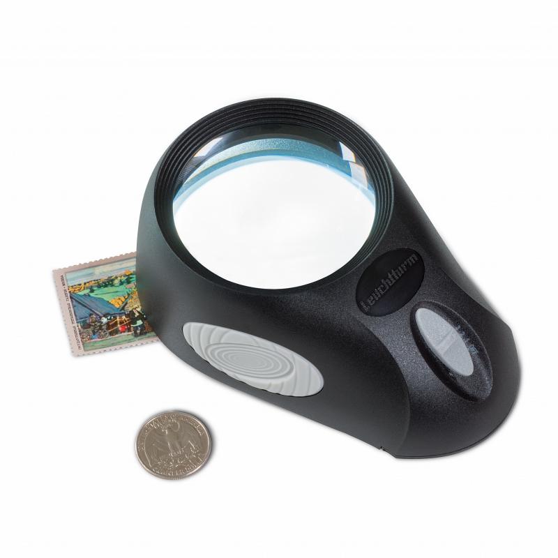 BULLAUGE 5X DESK MAGNIFIER FOR STAMPS, COINS, BANKNOTES, HOBBIES, ETC.