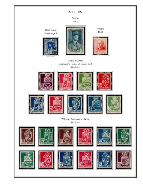 COLOR PRINTED FRENCH ALGERIA 1924-1958 STAMP ALBUM PAGES (29 illustrated pages)