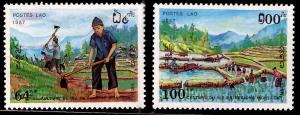 LAOS Scott 832-833 MNH** 1987 Rice set