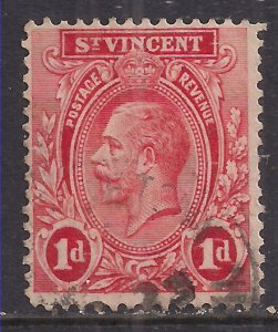 St Vincent 1921 - 32 KGV 1d Carmine used SG 132a ( J89 )