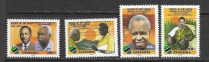 Tanzania 2073-6 MNH Leaders set cpl.  X 10,  vf. 2022 CV $50.00