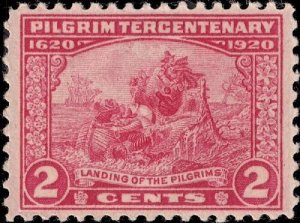 1920 2c The Landing, Pilgrim Tercentenary, Carmine Rose Scott 549 Mint F/VF NH