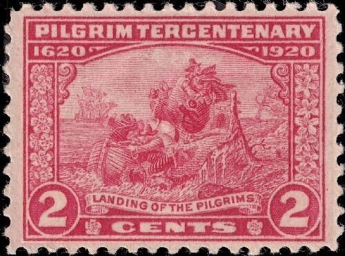 1920 2c The Landing, Pilgrim Tercentenary, Carmine Rose Scott 549 Mint F/VF NH