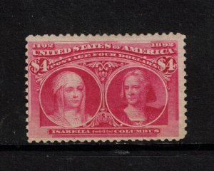 USA #244 Mint Fine Full Original Gum hinge Remnant - Rich Color **With Cert.**