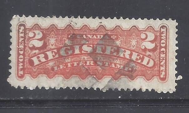 Canada # F1i VF USED 2c ORANGE-RED REGISTRATION  FANCY CANCEL  BS27054